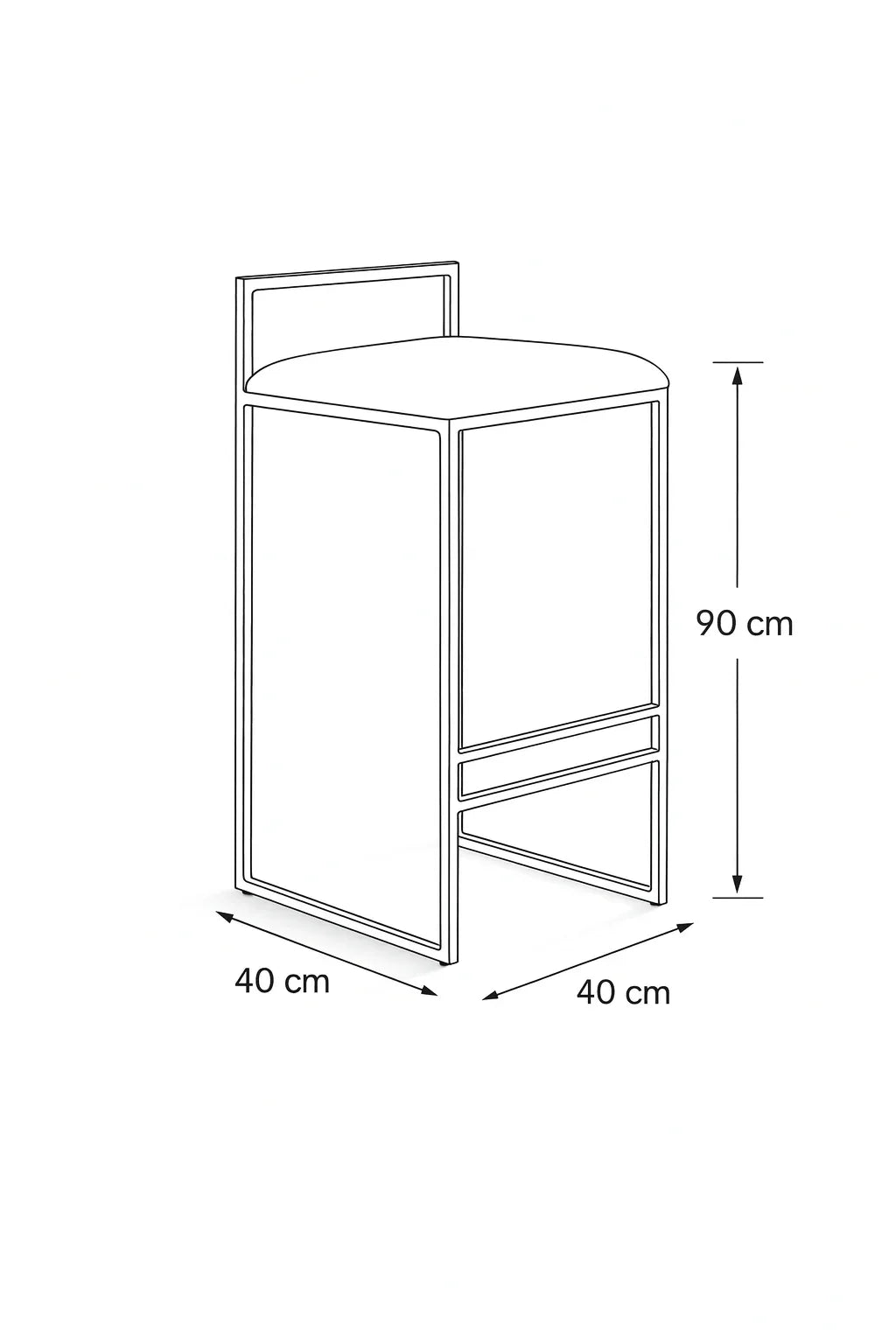 Bar Stool - Steel - Linen Fabric - Black - 90x40x40 cm - Cataloug