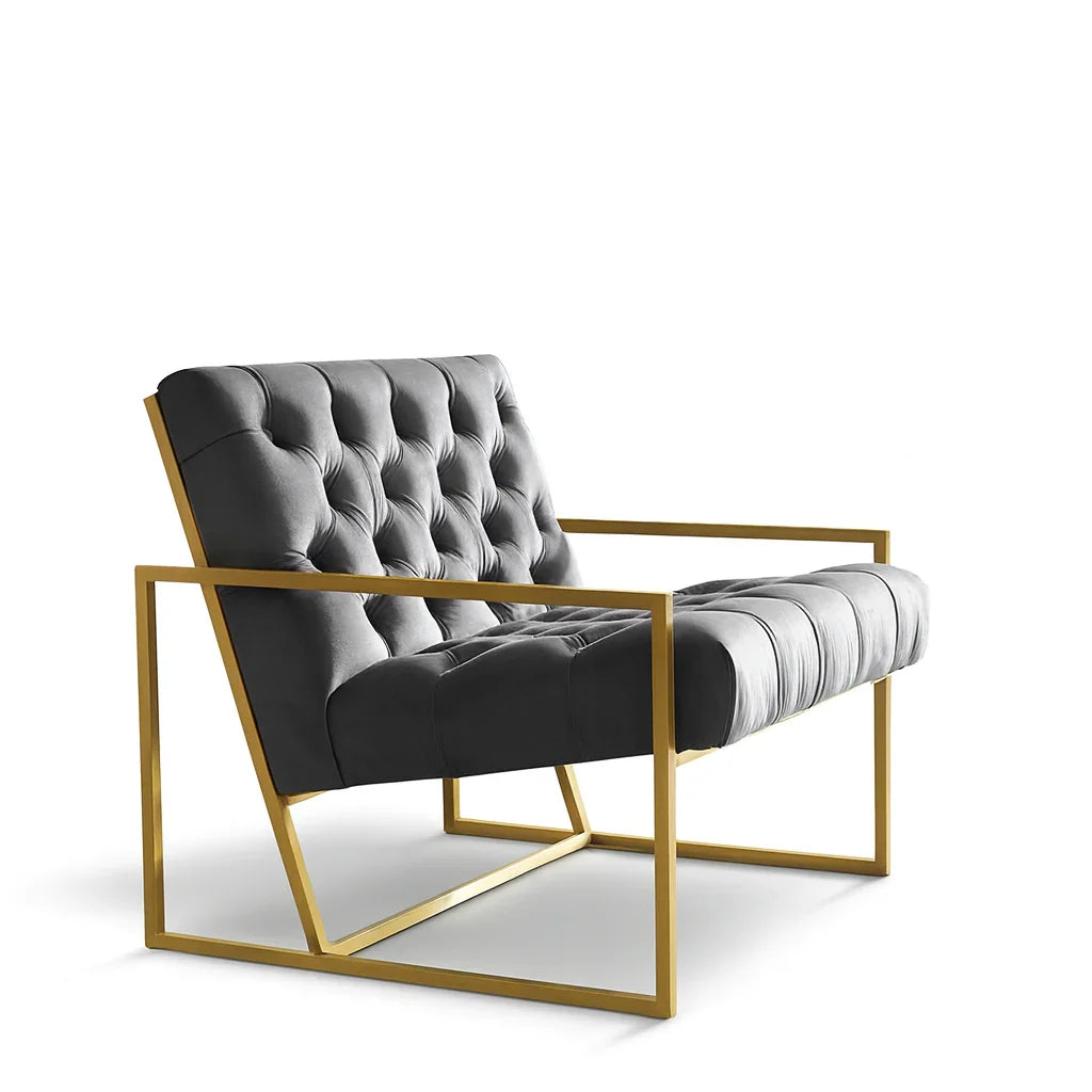 Bar Stool - Steel - Linen Fabric - Gold - 80x65x70 cm - Cataloug