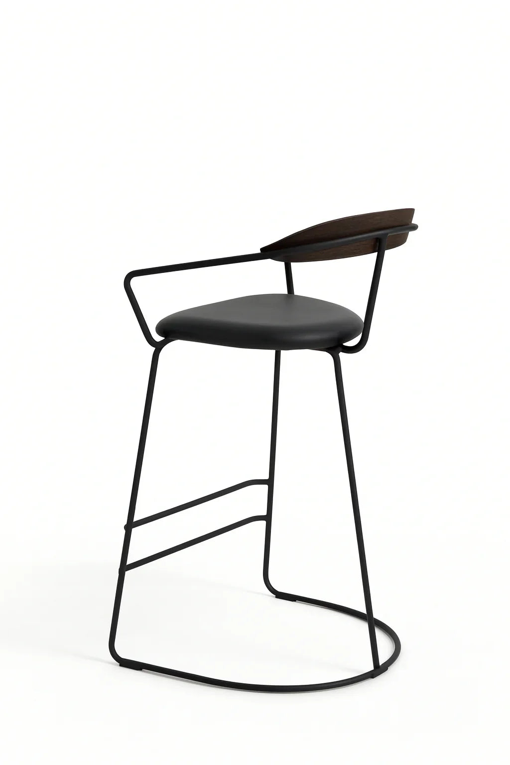 Bar Stool - Steel - Leather - Black - 90x50x35 cm - Cataloug