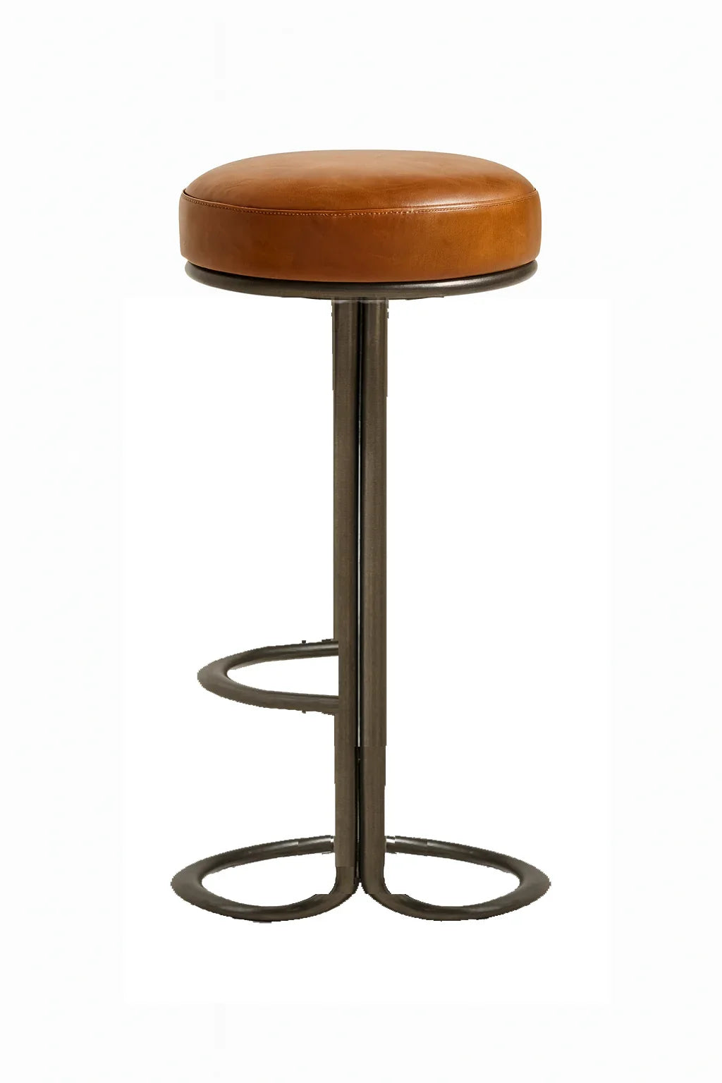 Bar Stool - Steel - Leather - Black - 40x70x40 cm - Cataloug