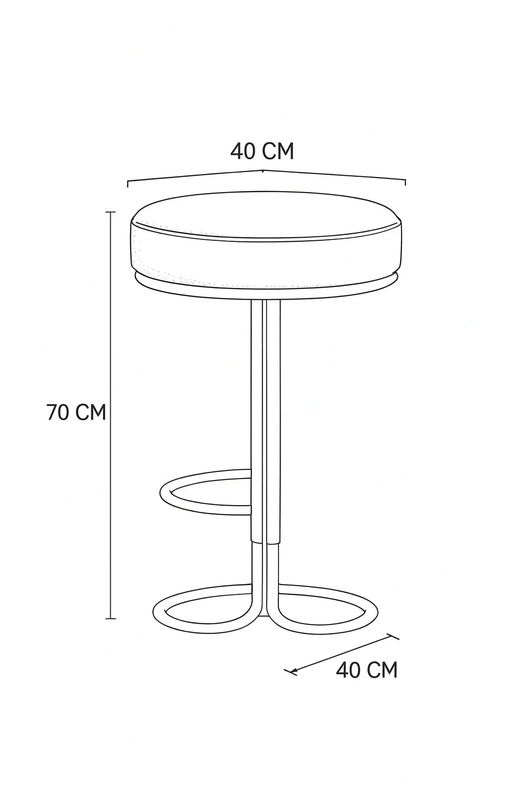 Bar Stool - Steel - Leather - Black - 40x70x40 cm - Cataloug