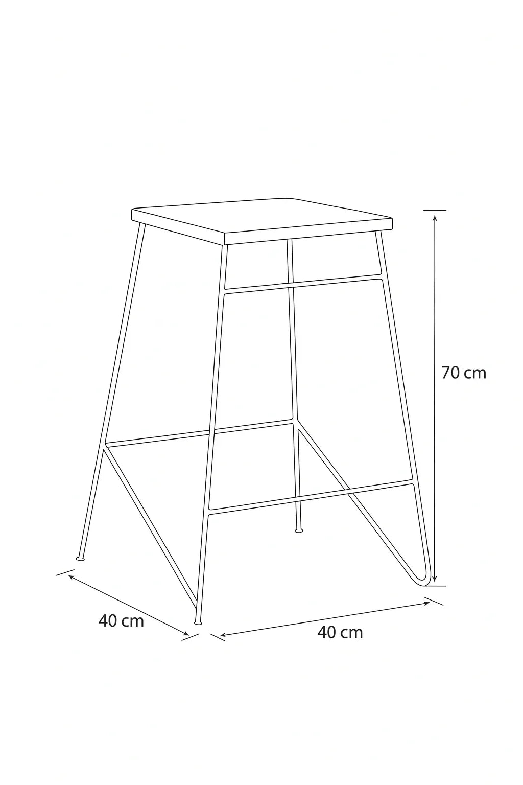 Bar Stool - Steel - MDF - Black - 40x70x40 cm - Cataloug