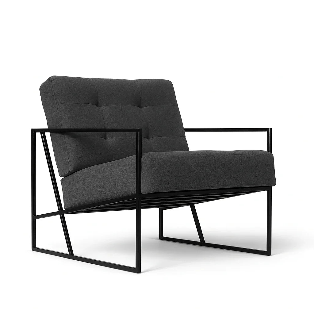 Bar Stool - Steel - Linen Fabric - Black - 80x65x70 cm - Cataloug