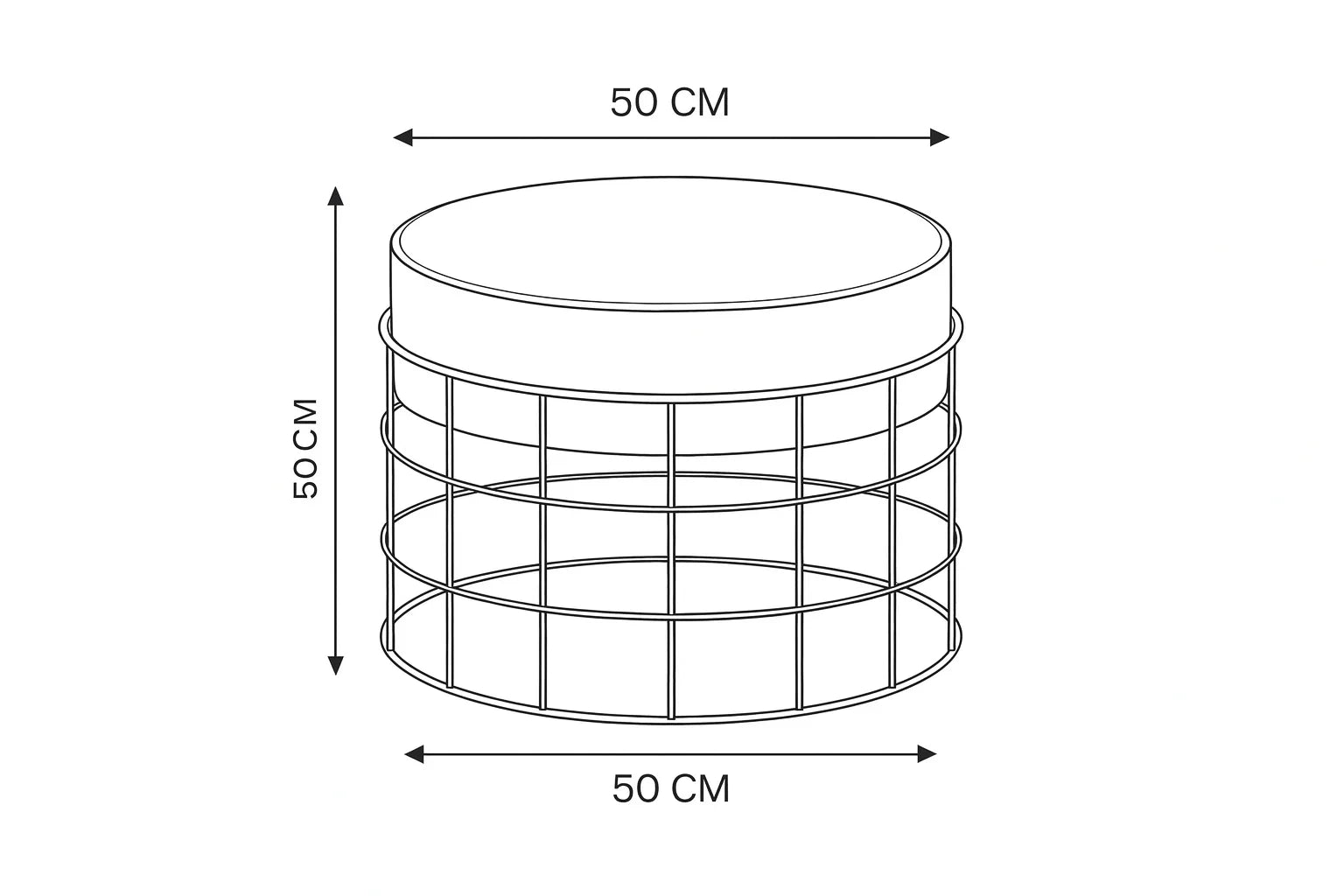 Bar Stool - Steel - Velvet Fabric - Black - 50x50x50 cm - Cataloug