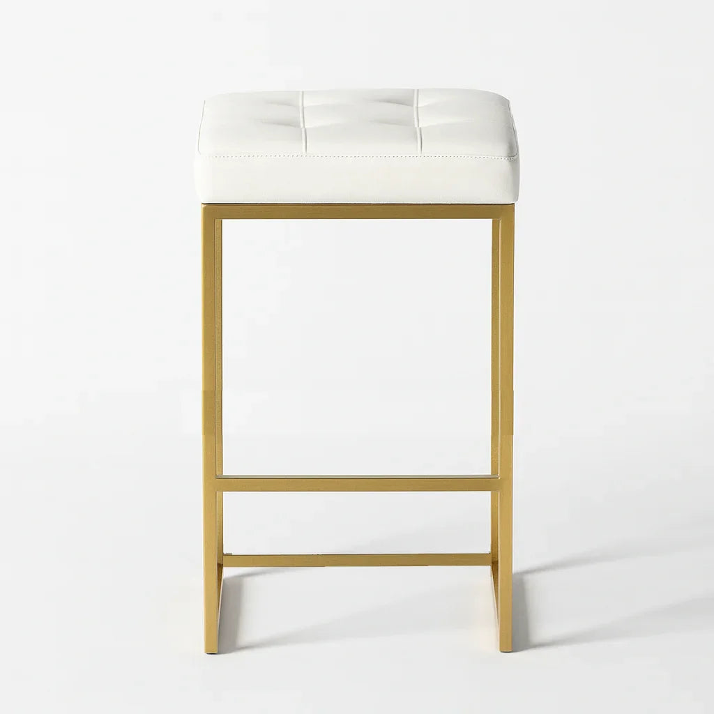 Bar Stool - Steel - Leather - Gold - 70x45x45 cm - Cataloug