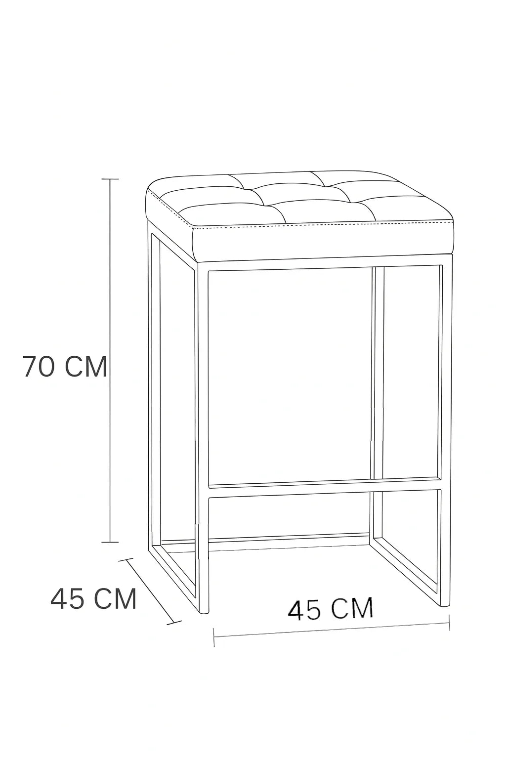 Bar Stool - Steel - Leather - Gold - 70x45x45 cm - Cataloug