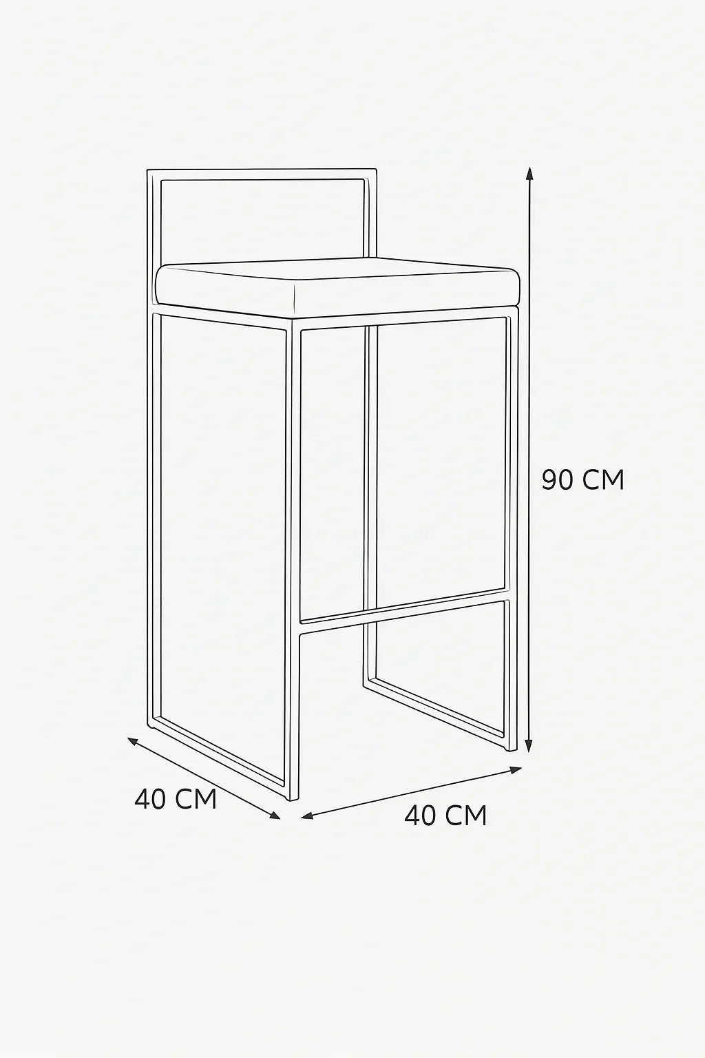 Bar Stool - Steel - Leather - Black - 90x40x40 cm - Cataloug