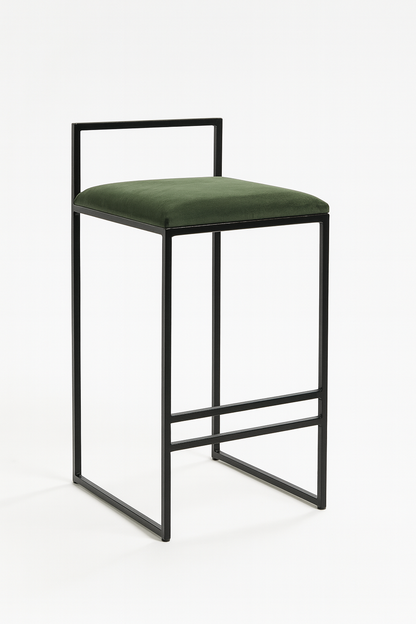 Bar Stool Steel Fabric Black