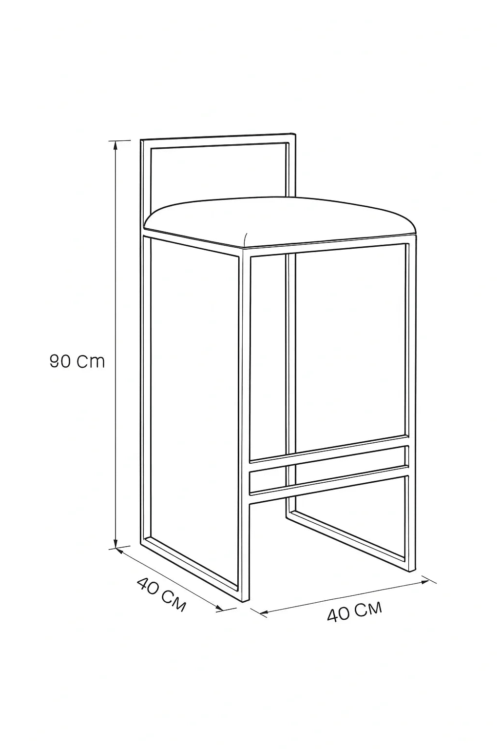 Bar Stool - Steel - Linen Fabric - Black - 90x40x40 cm - Cataloug