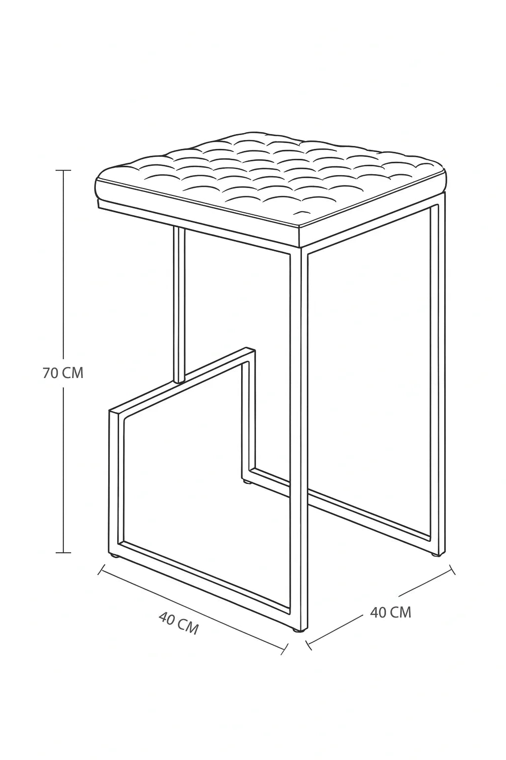 Bar Stool - Steel - Velvet Fabric - Black - 70x40x40 cm - Cataloug