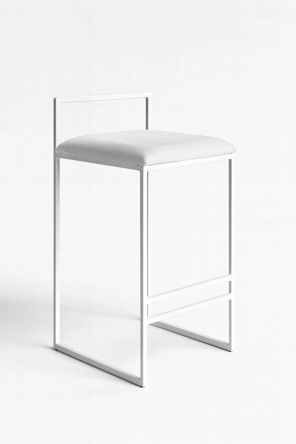 Bar Stool - Steel - Leather - White - 90x40x40 cm - Cataloug