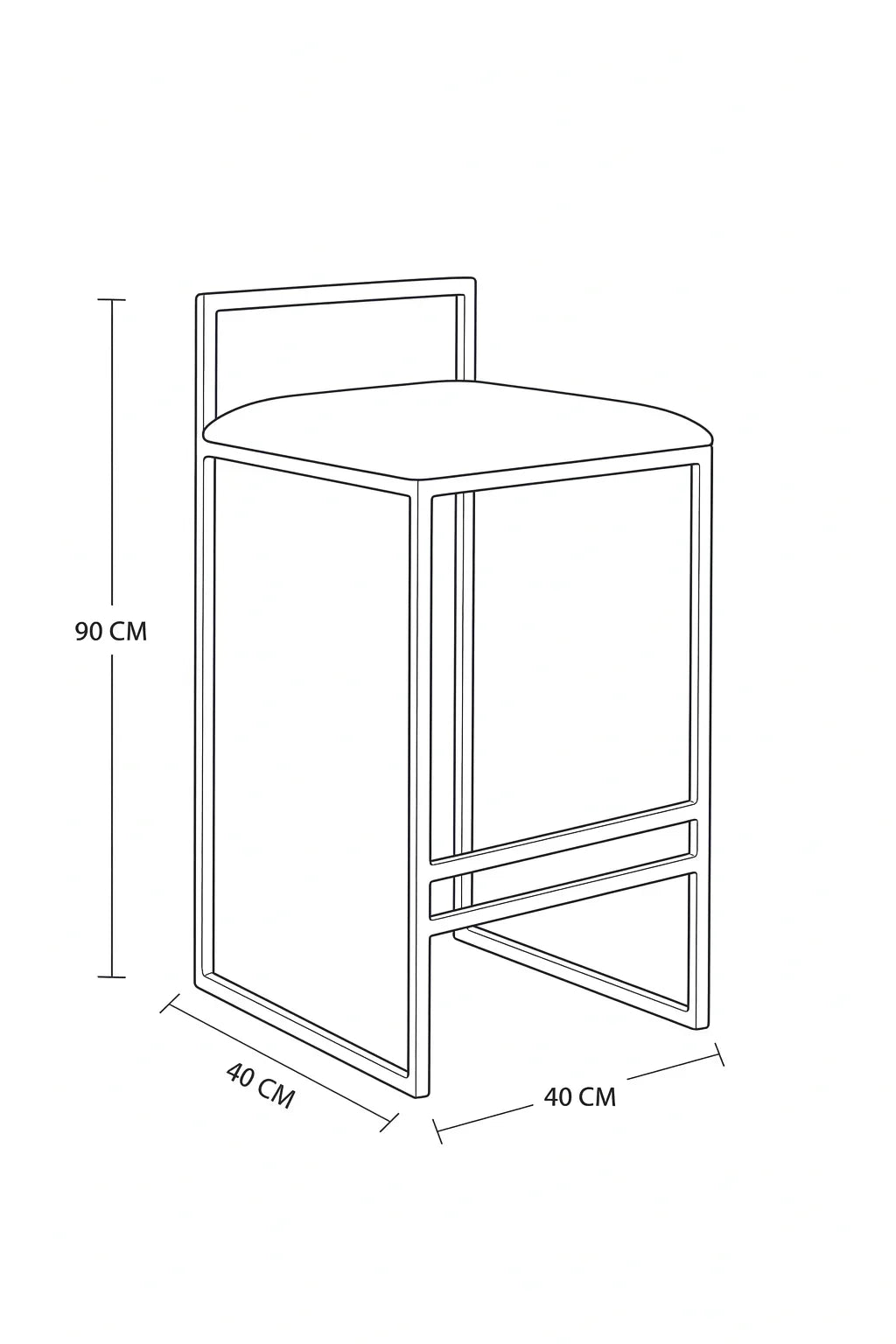 Bar Stool - Steel - Leather - White - 90x40x40 cm - Cataloug