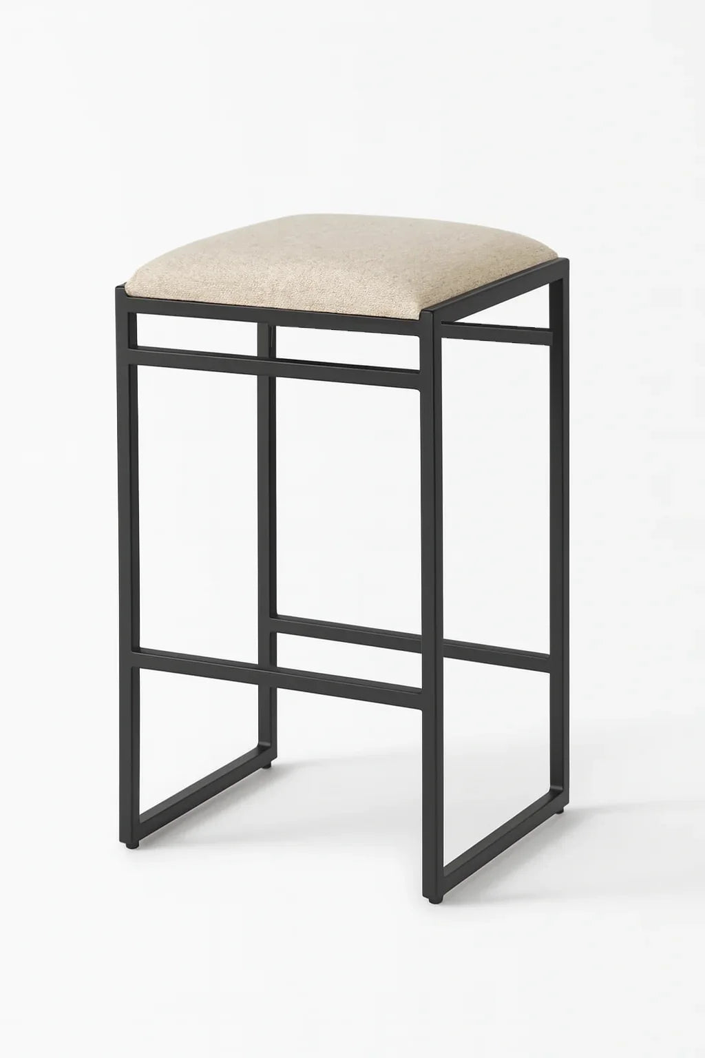 Bar Stool - Steel - Linen Fabric - Black - 40x70x40 cm - Cataloug