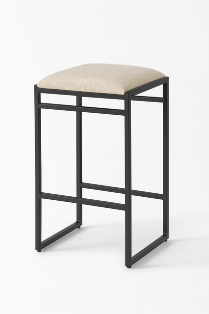 Bar Stool Steel Fabric Black