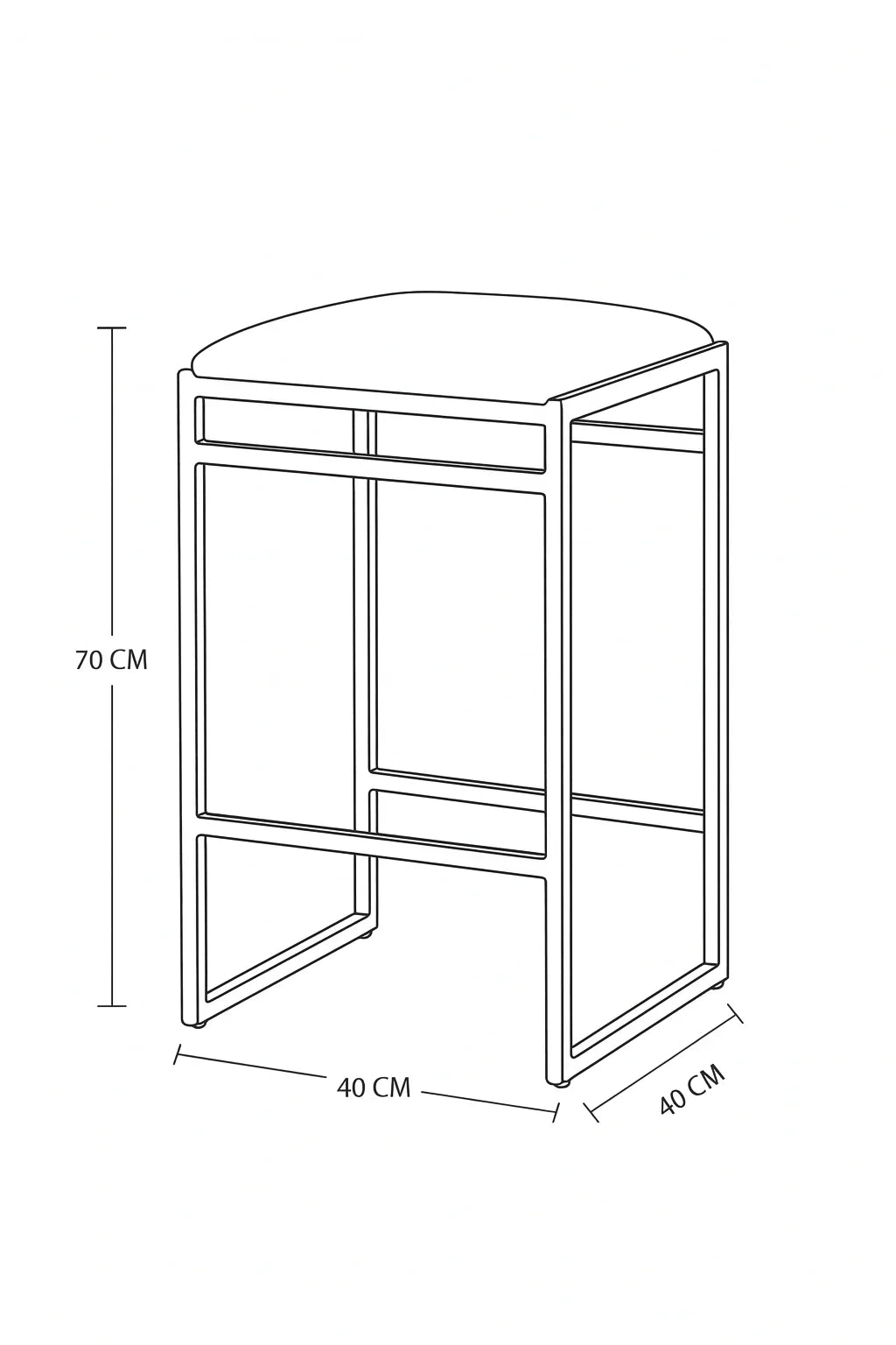 Bar Stool - Steel - Linen Fabric - Black - 40x70x40 cm - Cataloug