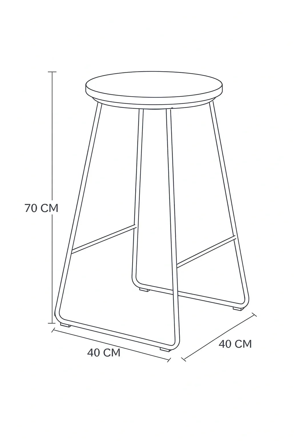 Bar Stool - Steel - Black - 70x40x40 cm - Cataloug