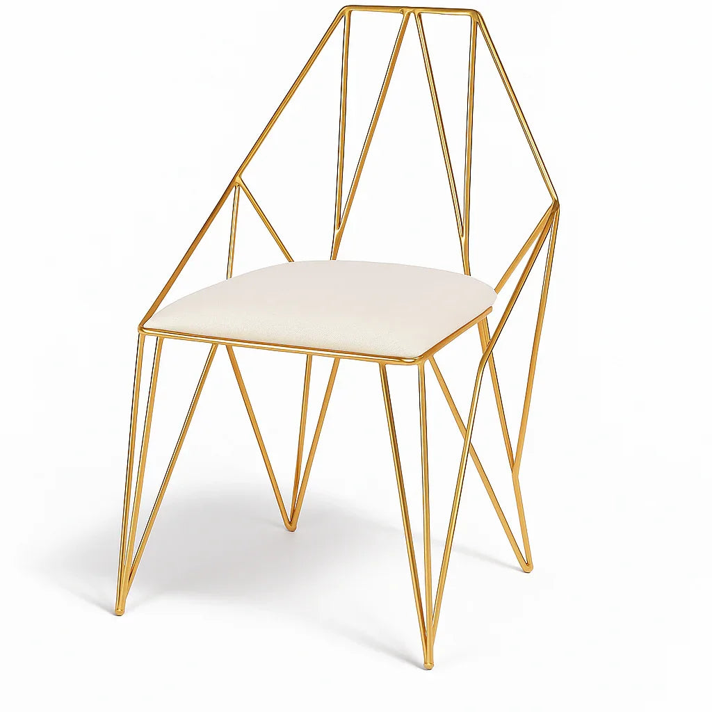 Bar Stool - Steel - Leather Fabric - Gold - 110x45x55 cm - Cataloug