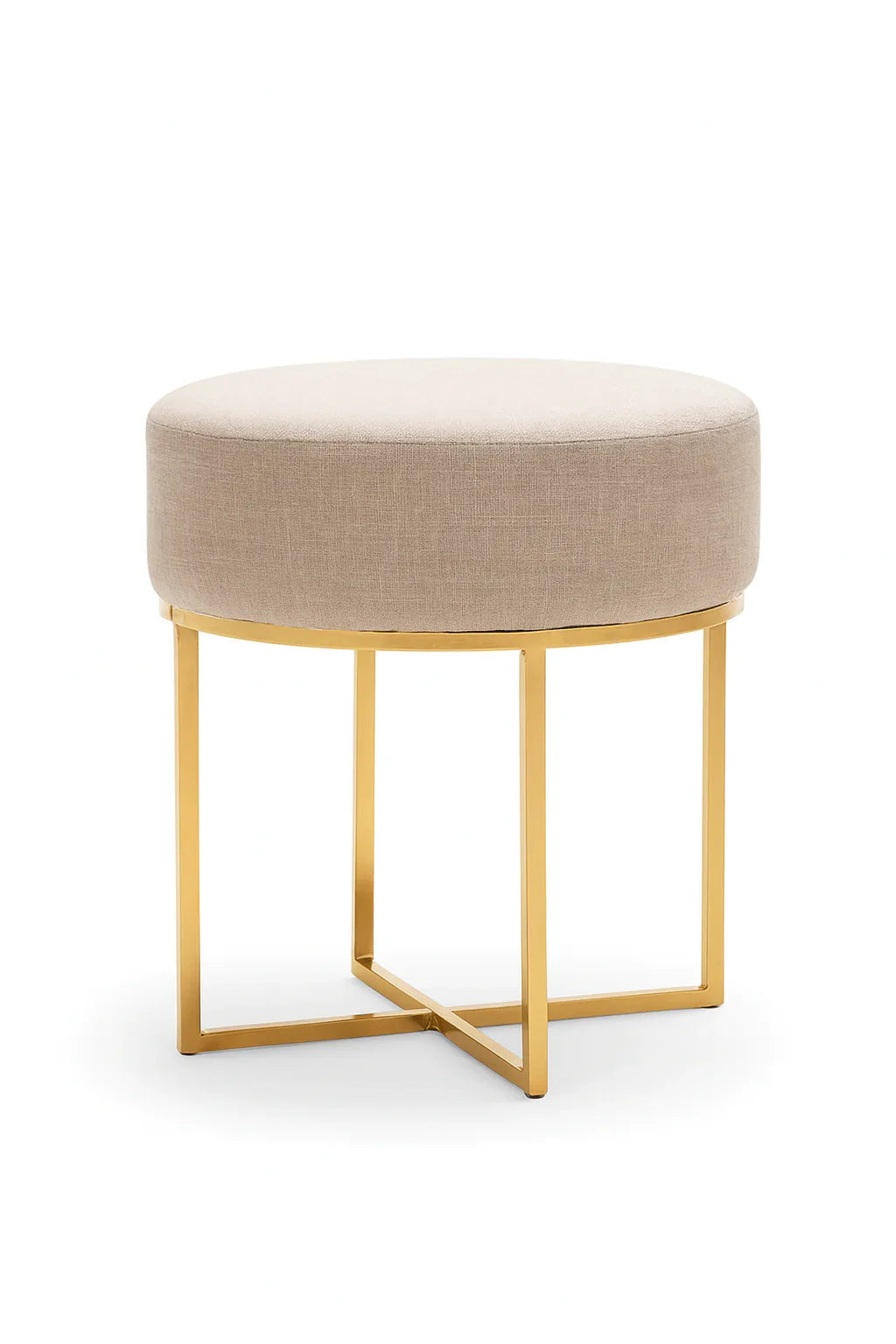 Bar Stool - Steel - Linen Fabric - Gold - 50x50x50 cm - Cataloug