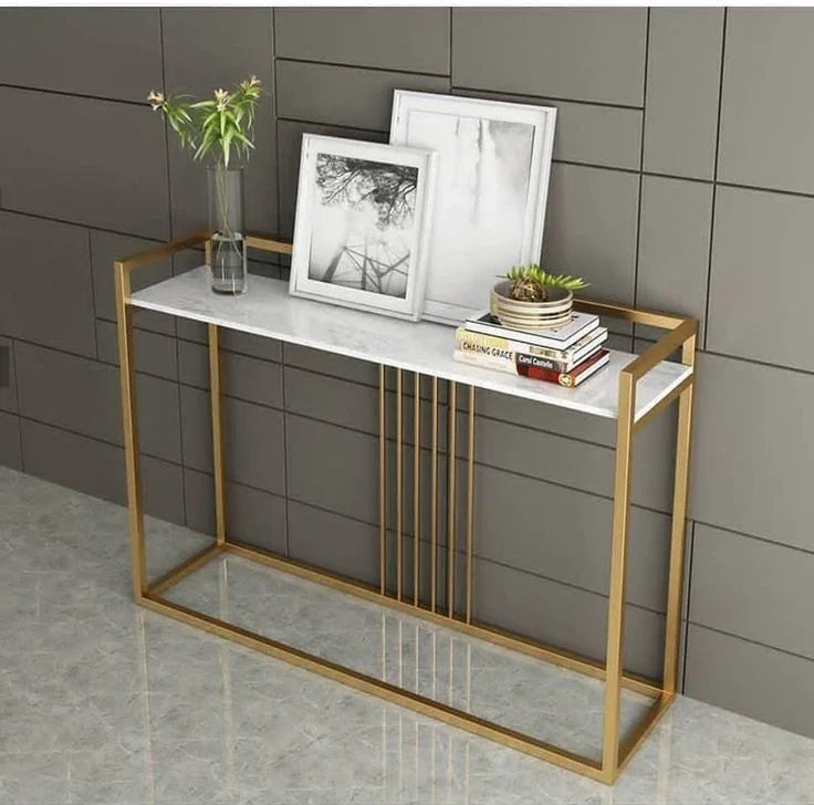 Console - Steel - Marble - Gold - 120x30x100 cm - Cataloug