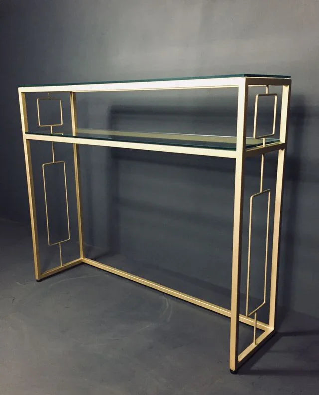 Console - Steel - Glass - Gold - 120x30x90 cm - Cataloug