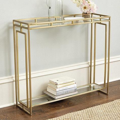 Console - Steel - Glass - Gold - 120x40x90 cm - Cataloug