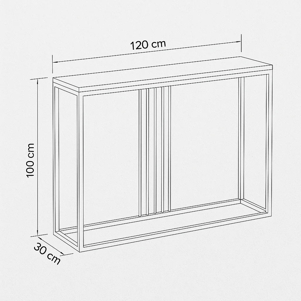 Console - Steel - Marble - Gold - 120x30x100 cm - Cataloug