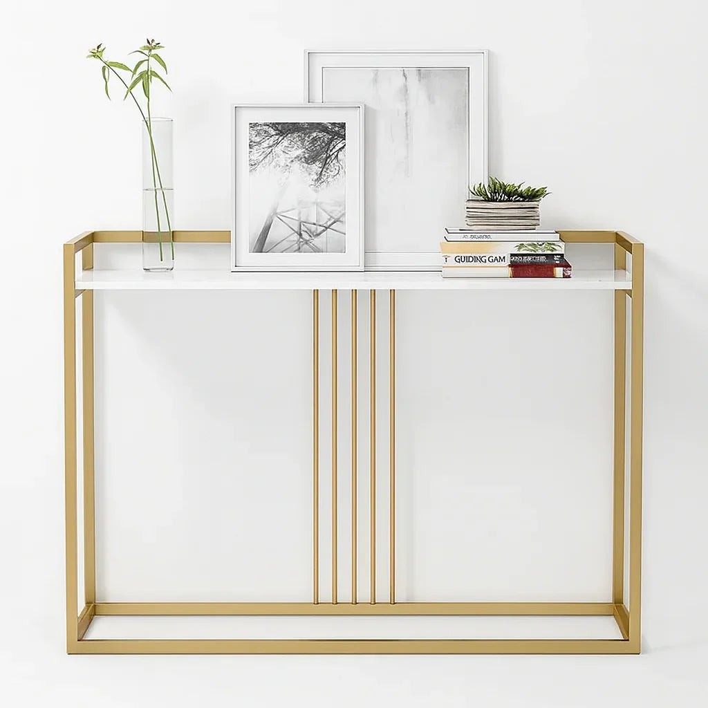 Console - Steel - Marble - Gold - 120x30x100 cm - Cataloug