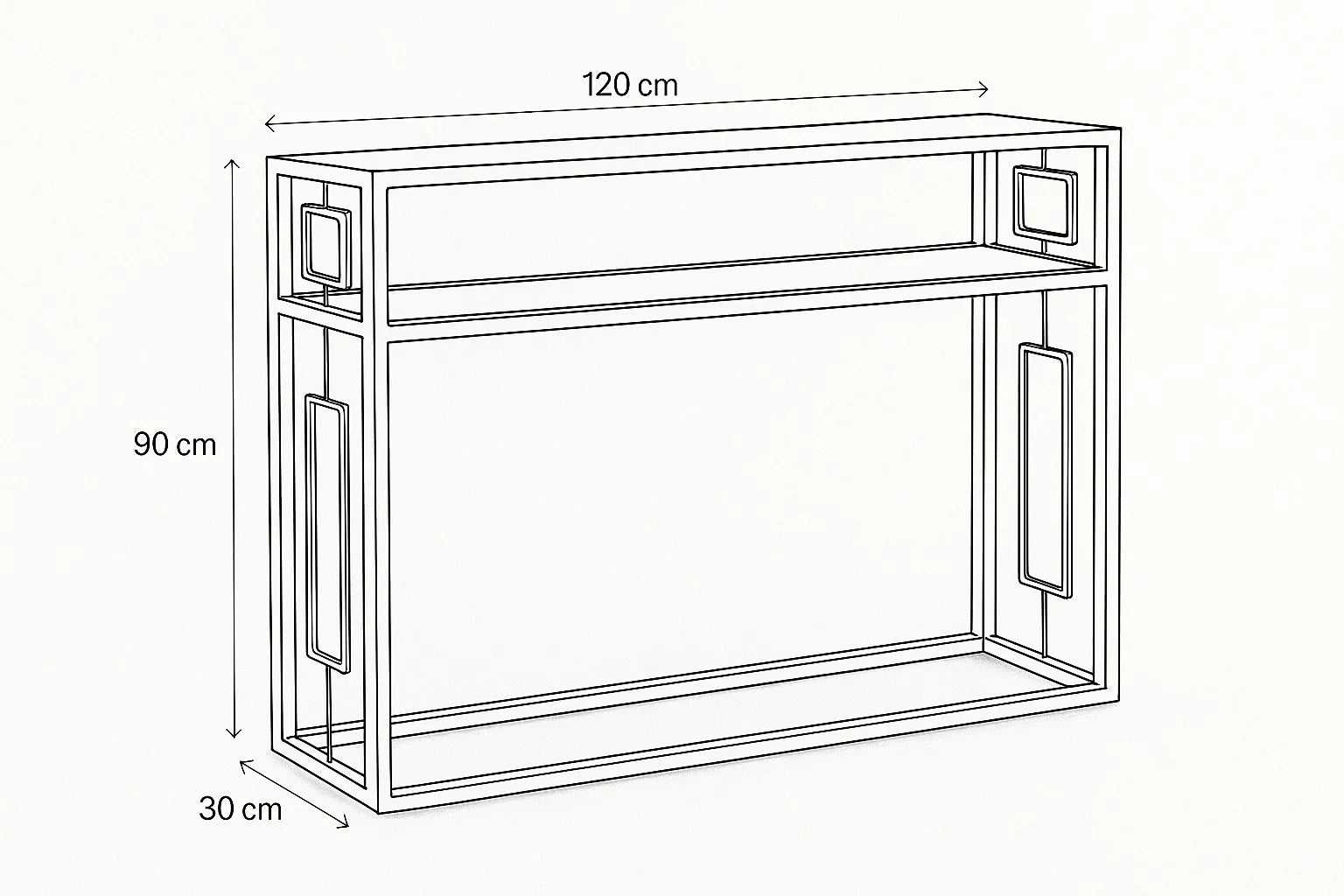 Console - Steel - Glass - Gold - 120x30x90 cm - Cataloug