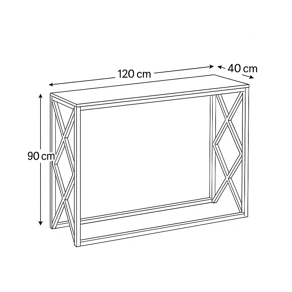 Console - Steel - Glass - Gold - 120x40x90 cm - Cataloug