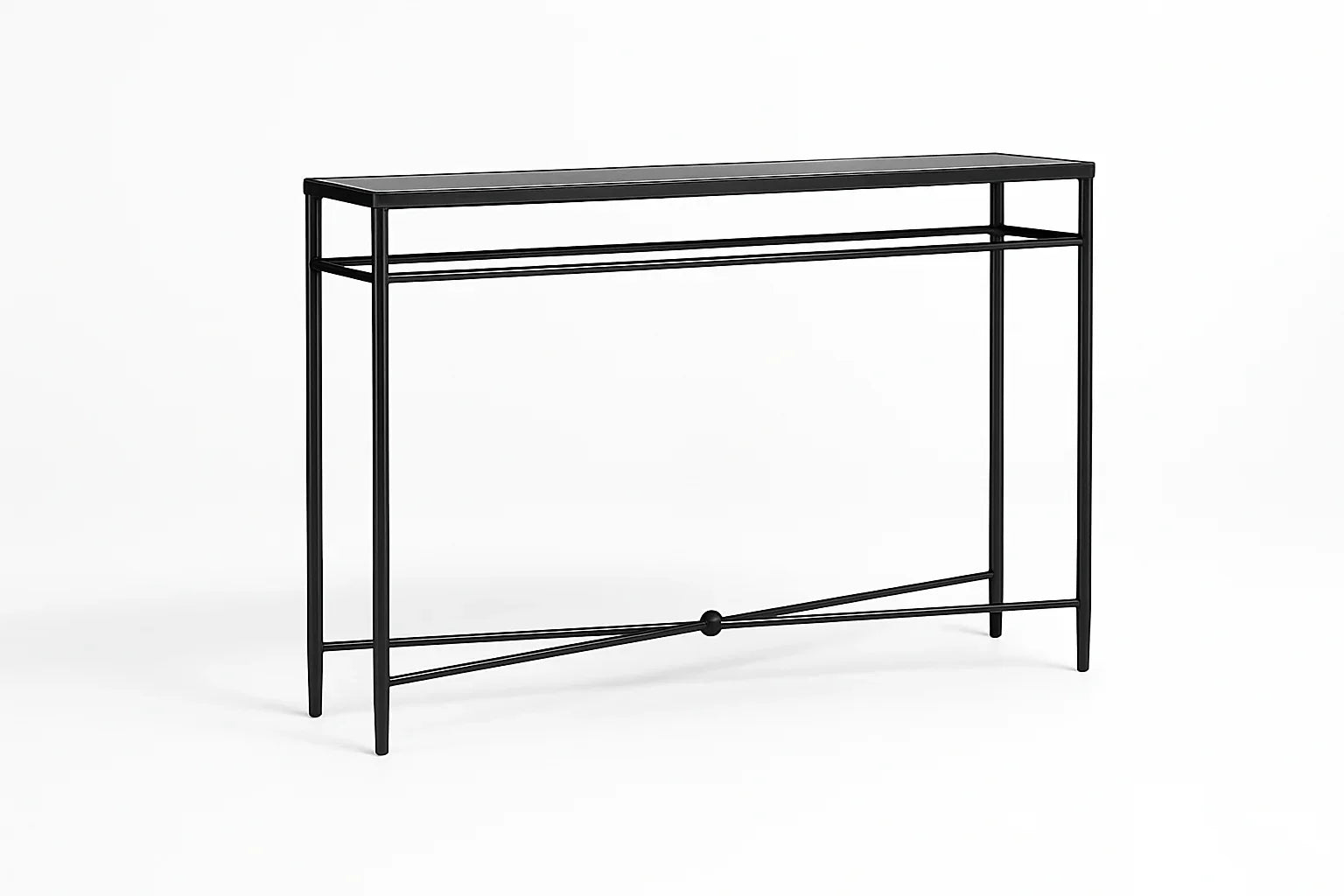 Console - Steel - Glass - Black - 180x30x100 cm - Cataloug