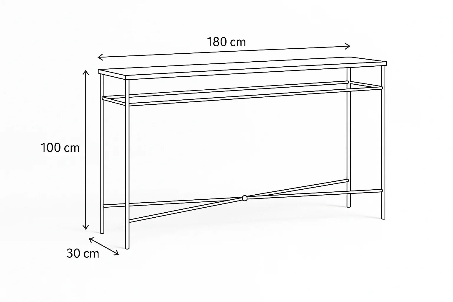Console - Steel - Glass - Black - 180x30x100 cm - Cataloug
