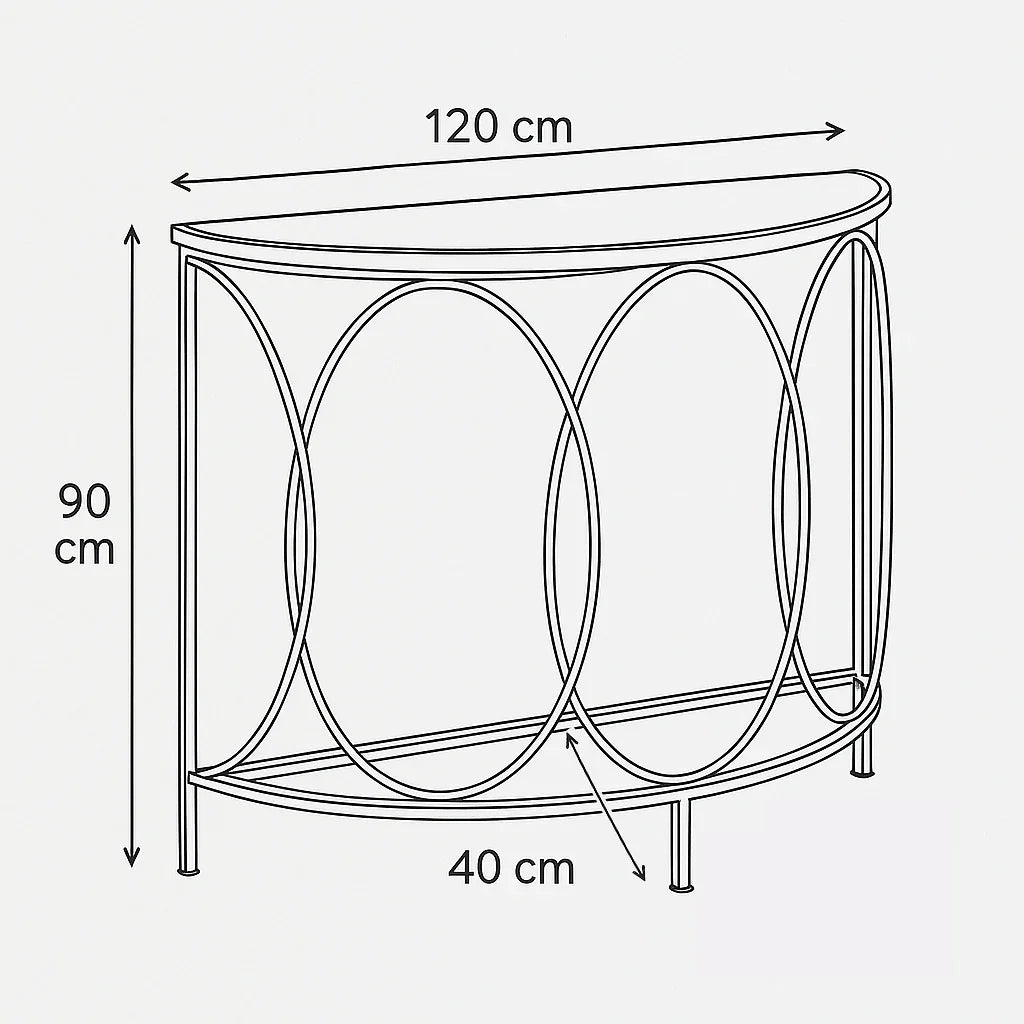 Console - Steel - Glass - Gold - 120x40x90 cm - Cataloug