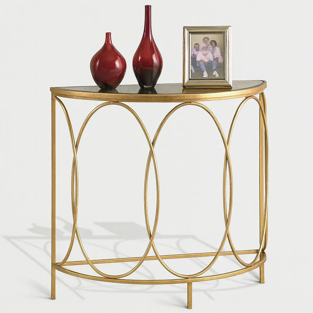 Console - Steel - Glass - Gold - 120x40x90 cm - Cataloug