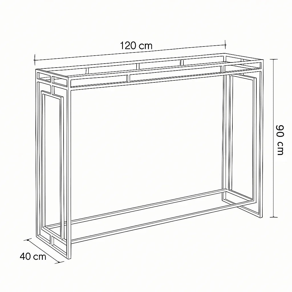 Console - Steel - Glass - Gold - 120x40x90 cm - Cataloug