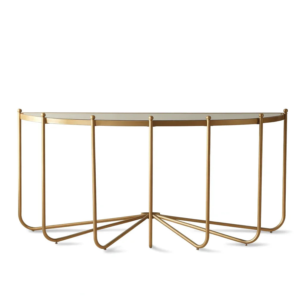 Console - Steel - Glass - Gold - 180x40x100 cm - Cataloug