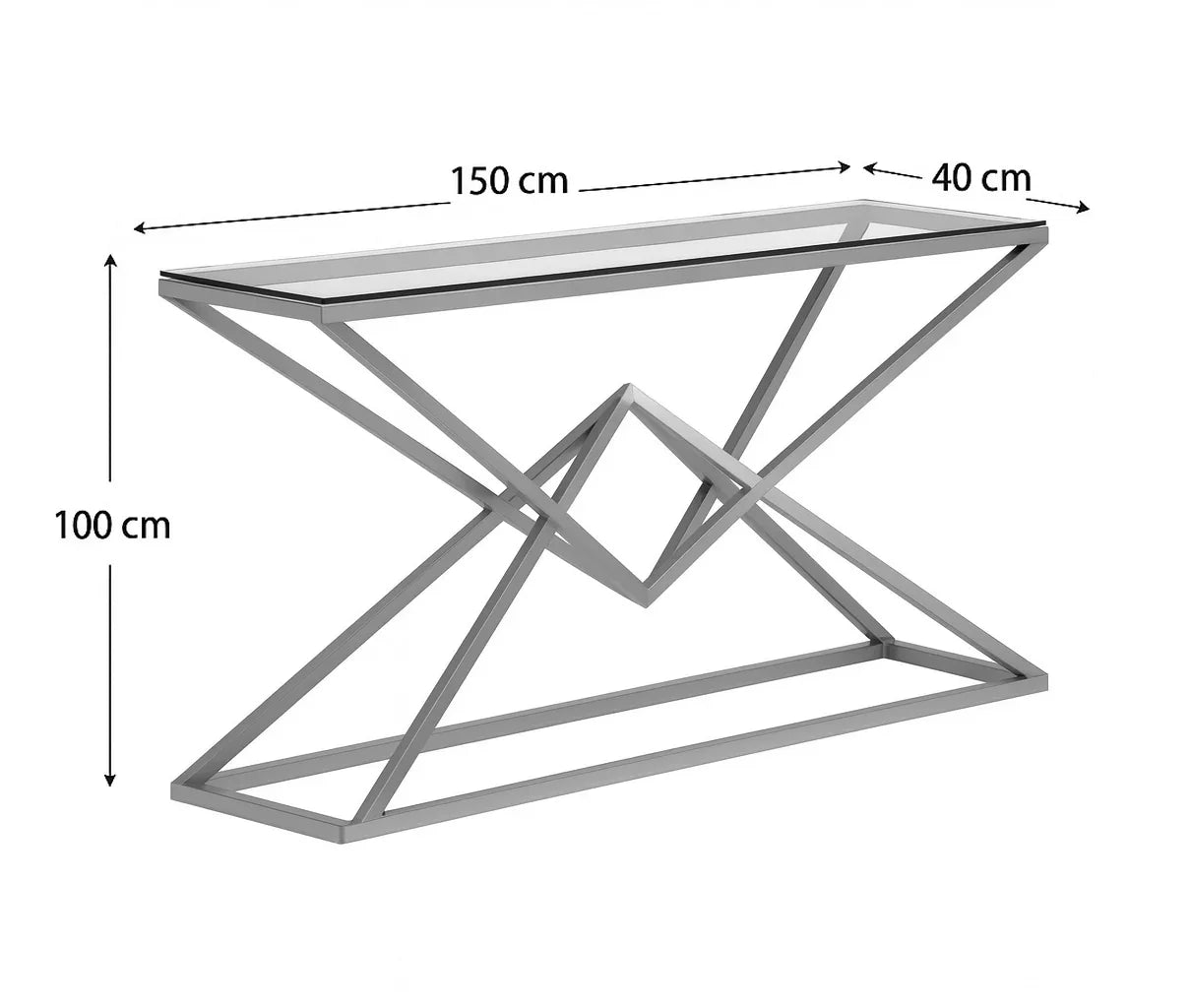 Console - Steel - Glass - Gold - 150x40x100 cm - Cataloug