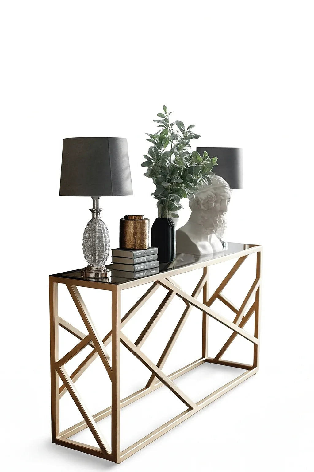 Console - Steel - Glass - Gold - 120x40x90 cm - Cataloug