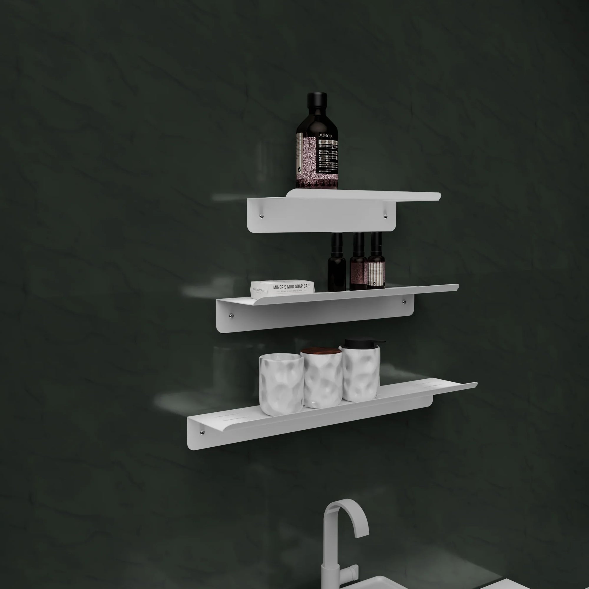 Three Floating Shelves - Steel - Multi Color - 30×40×50×10×6 cm - Cataloug