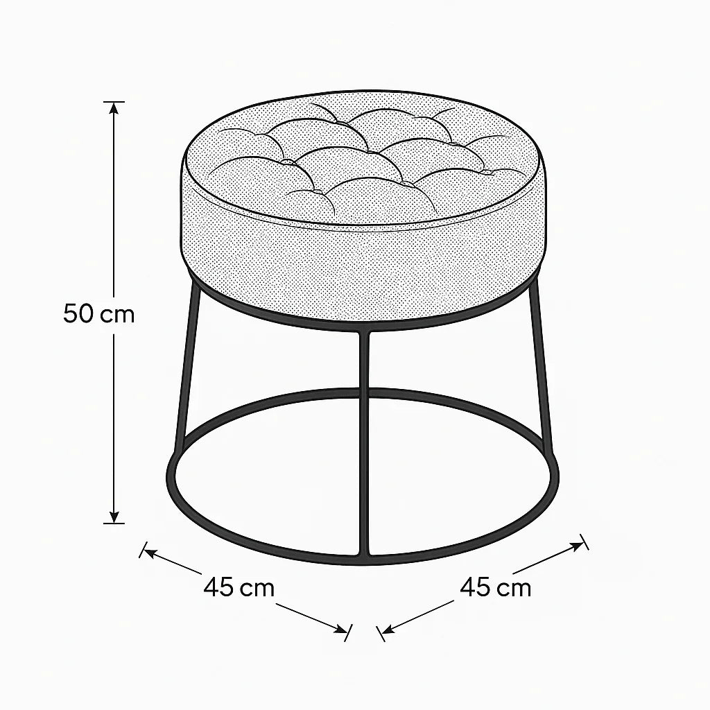 Bar Stool - Steel - Velvet Fabric - Black - 50x45x45 cm - Cataloug