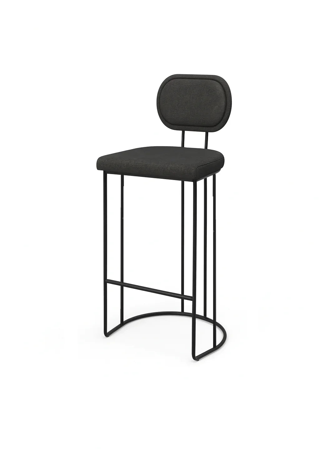 Bar Stool - Steel - Linen Fabric - Black - 105x45x55 cm - Cataloug