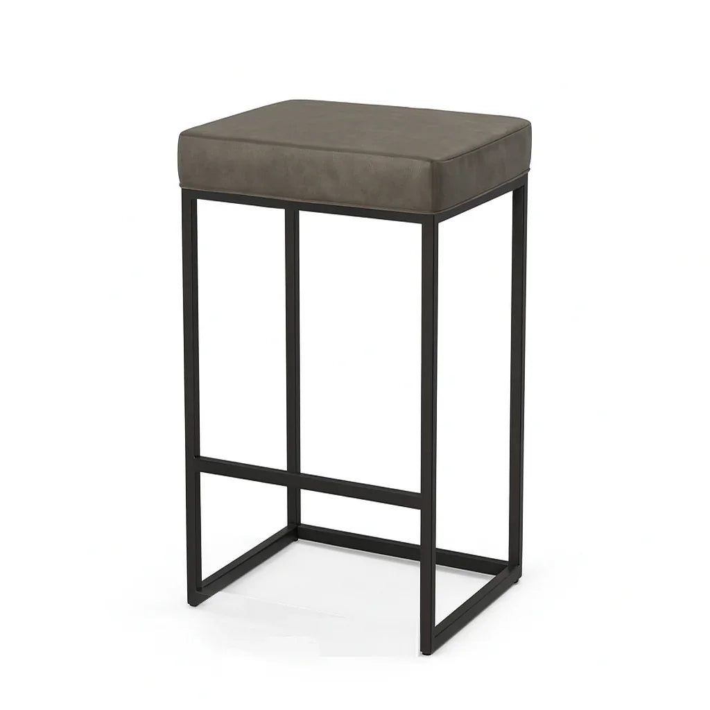Bar Stool - Steel - Linen Fabric - Black - 65x35x40 cm - Cataloug