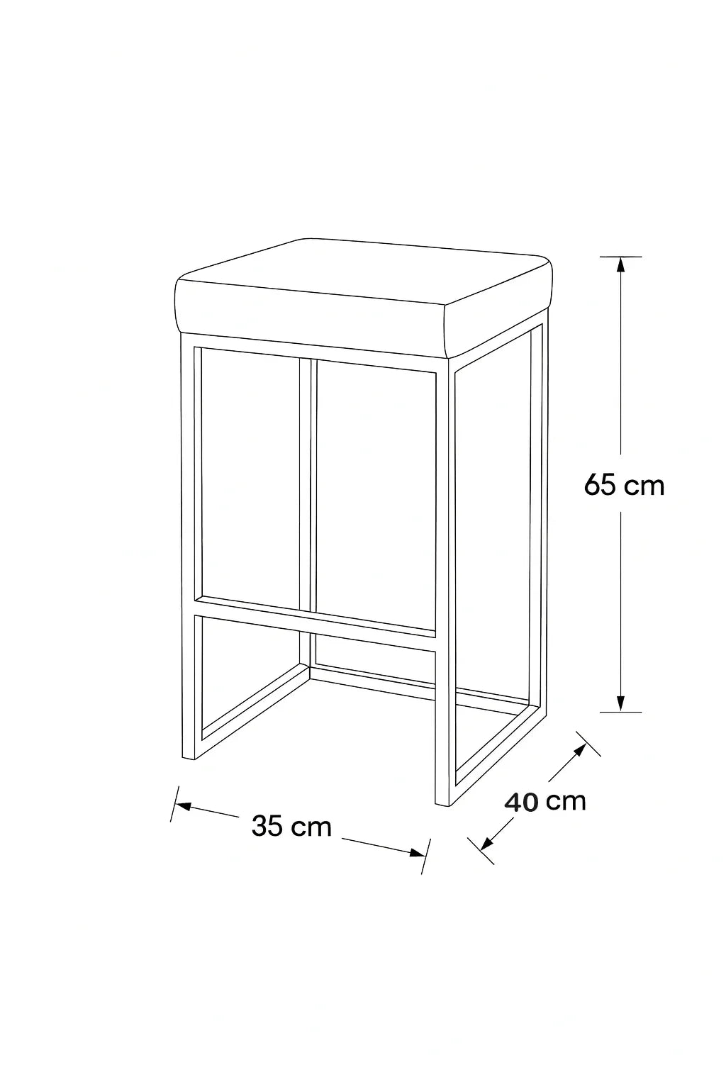 Bar Stool - Steel - Linen Fabric - Black - 65x35x40 cm - Cataloug