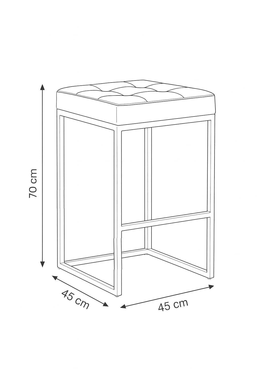 Bar Stool - Steel - Leather - Gold - 45x45x70 cm - Cataloug