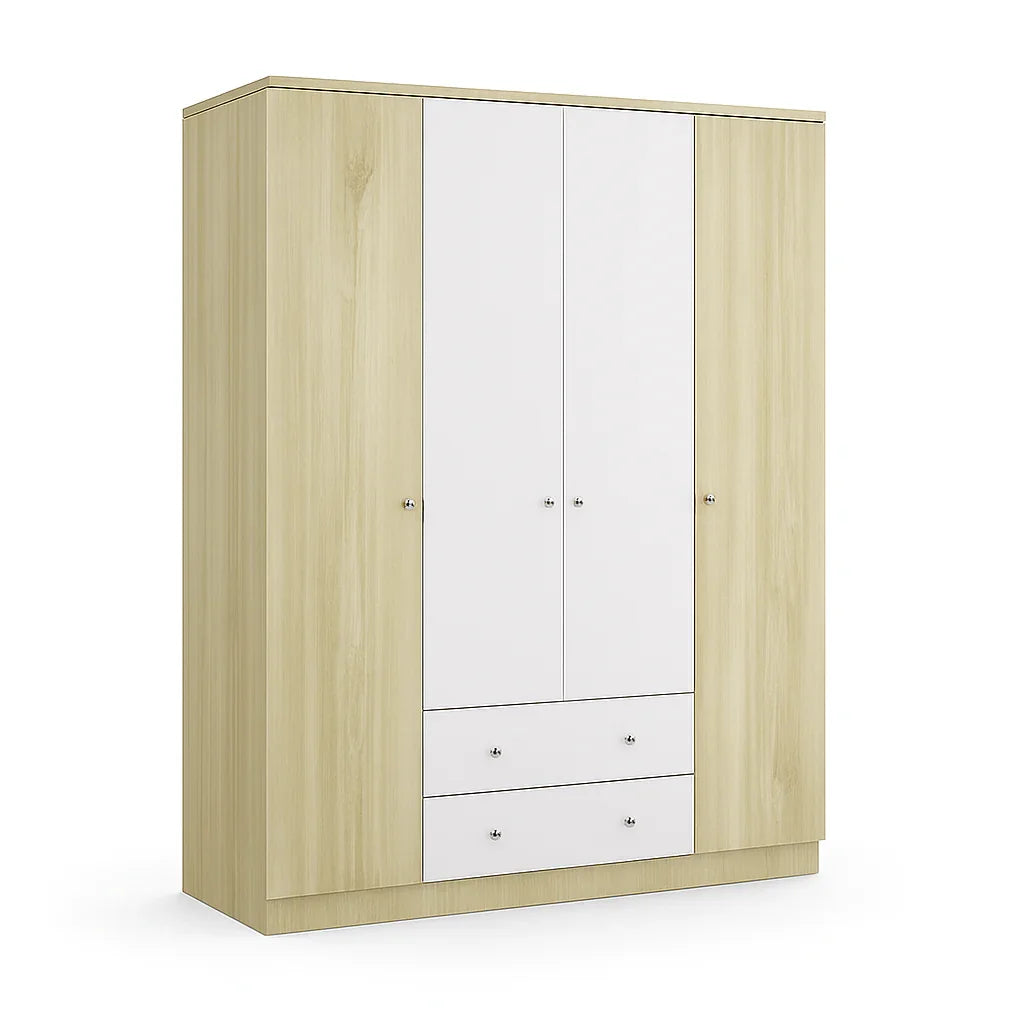 Wardrobe - MDF Wood - Beige & White - 160x50x185 cm - Cataloug