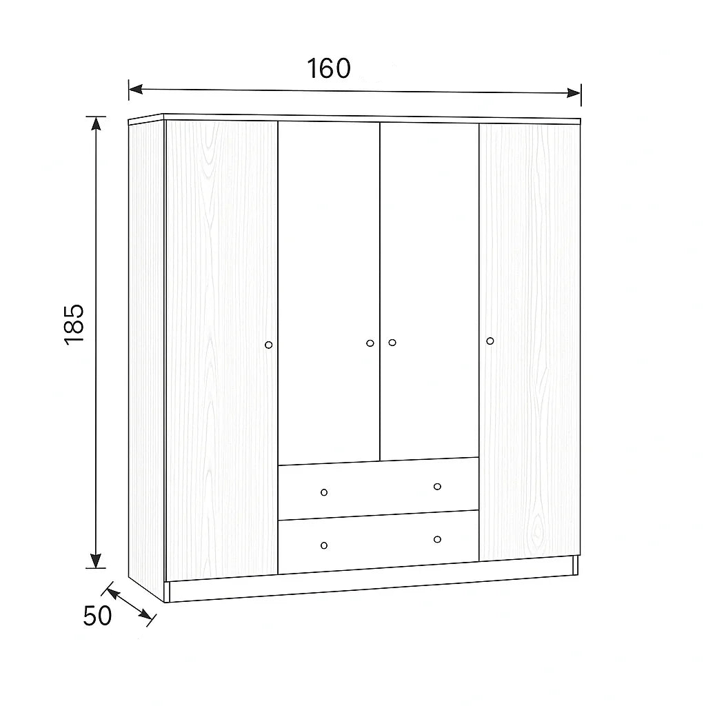 Wardrobe - MDF Wood - Beige & White - 160x50x185 cm - Cataloug