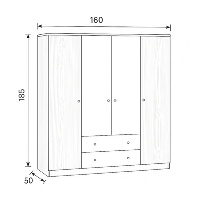 Wardrobe - MDF Wood - Beige & White - 160x50x185 cm - Cataloug