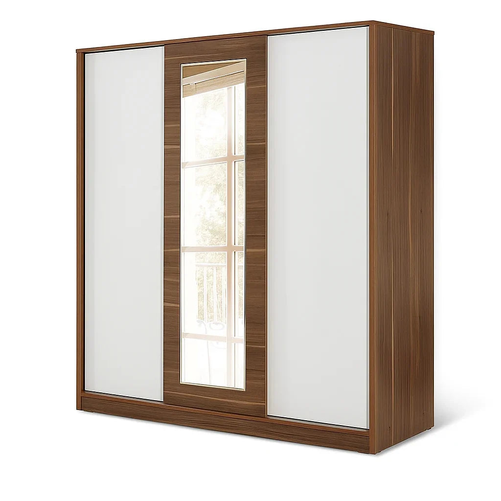Wardrobe - MDF Wood - Brown & White - 180x60x200 cm - Cataloug