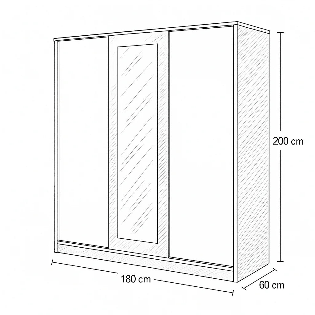 Wardrobe - MDF Wood - Brown & White - 180x60x200 cm - Cataloug