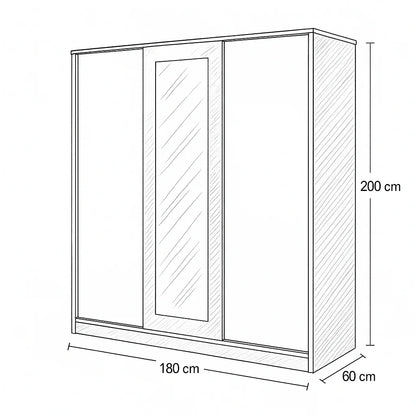 Wardrobe - MDF Wood - Brown & White - 180x60x200 cm - Cataloug