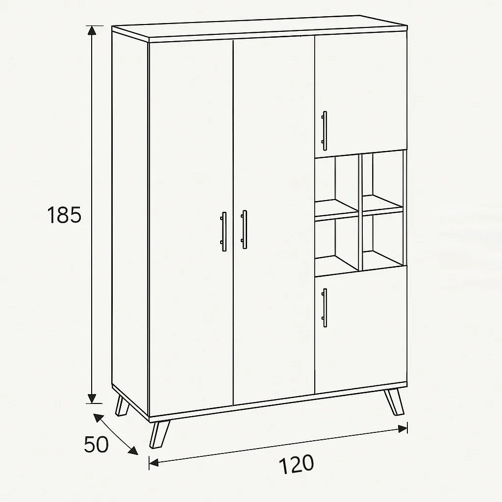 Wardrobe - MDF Wood - White & Beige - 140x50x185 cm - Cataloug